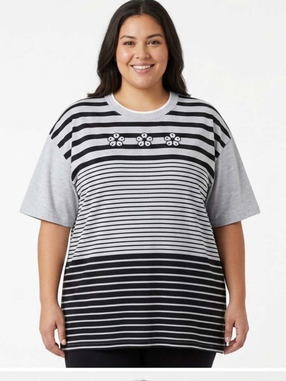 NWT Bold Spirit Striped Floral Tee